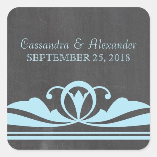 Blue Deko Chalkboard Wedding Stickers (Vorderseite)