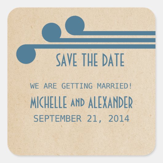 Blue Deko Chic Save the Date Stickers (Vorderseite)