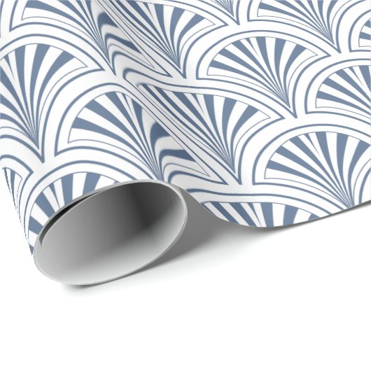 Blue Deko Fans Pattern Geschenkpapier (Rolleneckpunkt)