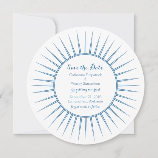 Blue Deko Retro Save the Date einladen Einladung (Vorderseite)