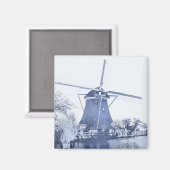 Blue Delft Dutch Windmill Magnet (Vorderseite/Rückseite)