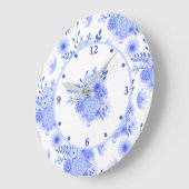 Blue Delft Floral Wall Clock Große Wanduhr (Winkel)