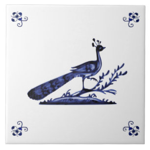 Blue Delft Peacock Fliese