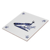 Blue Delft Peacock Fliese (Seite)