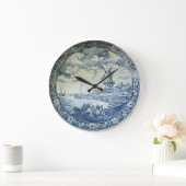 Blue Delft Windmill Dutch Plate Große Wanduhr (Zuhause)