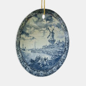 Blue Delft Windmill Dutch Plate Keramik Ornament (Rechts)