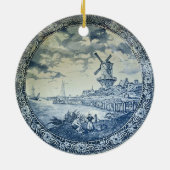 Blue Delft Windmill Dutch Plate Keramik Ornament (Hinten)