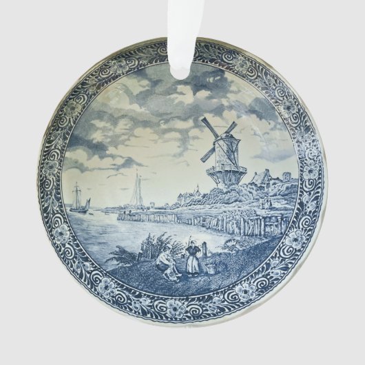 Blue Delft Windmill Dutch Plate Ornament (Vorderseite)