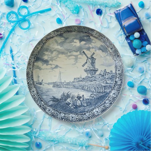 Blue Delft Windmill Dutch Plate Pappteller (Party)