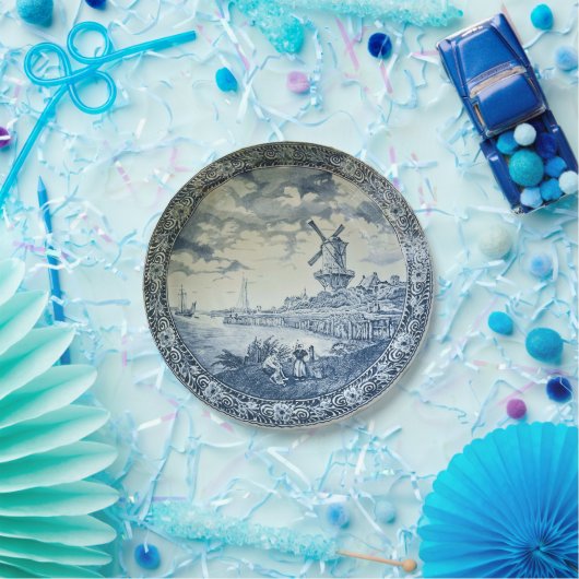 Blue Delft Windmill Dutch Plate Pappteller (Party)