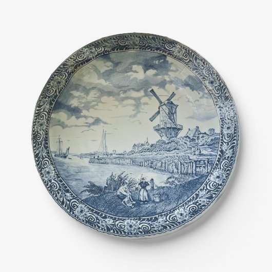 Blue Delft Windmill Dutch Plate Pappteller (Vorderseite)