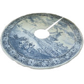Blue Delft Windmill Dutch Plate Polyester Weihnachtsbaumdecke (Schrägansicht)