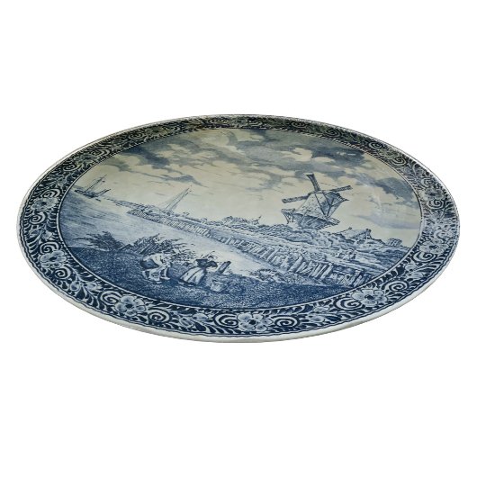 Blue Delft Windmill Dutch Plate Schneidebrett (Ecke)