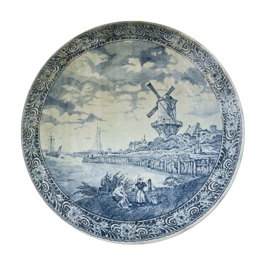 Blue Delft Windmill Dutch Plate Schneidebrett (Vorderseite)