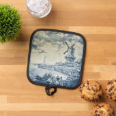 Blue Delft Windmill Dutch Plate Topflappen (Oben Unten)