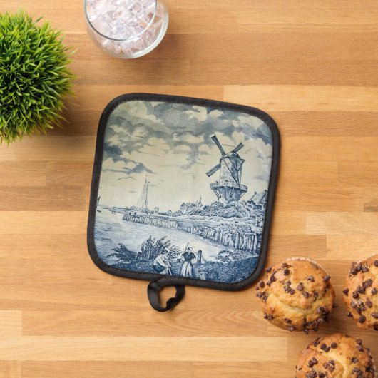 Blue Delft Windmill Dutch Plate Topflappen (Oben Unten)