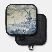 Blue Delft Windmill Dutch Plate Topflappen (Vorderseite/Rückseite)