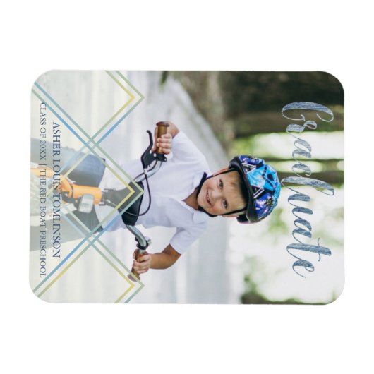 Blue Delicate Transparency Effect Pre-K Abschluss Magnet (Horizontal)