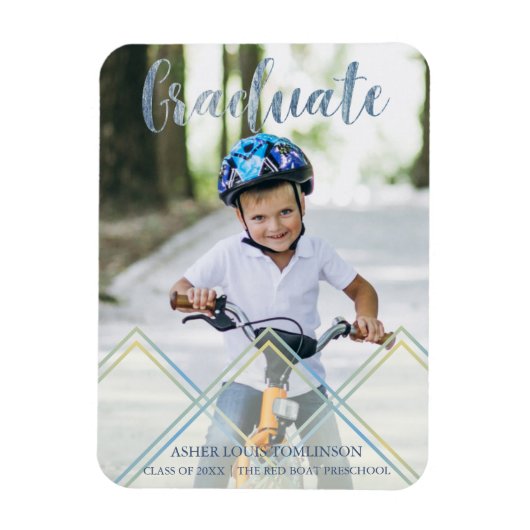 Blue Delicate Transparency Effect Pre-K Abschluss Magnet (Vertikal)