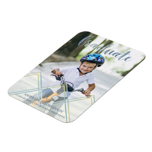 Blue Delicate Transparency Effect Pre-K Abschluss Magnet (Linke Seite)