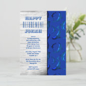 Blue Delphine Pensionierung Party für ihn Einladung (Stehend Vorderseite)