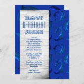 Blue Delphine Pensionierung Party für ihn Einladung (Vorne/Hinten)