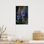 Blue Delphinium Blume Art Print Poster (Küche)