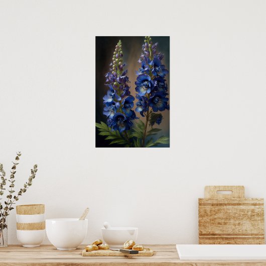 Blue Delphinium Blume Art Print Poster (Küche)