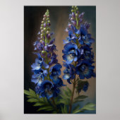 Blue Delphinium Blume Art Print Poster (Vorne)