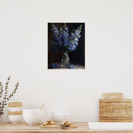 Blue Delphinium Blume Art Print Poster (Küche)