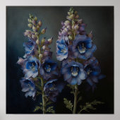 Blue Delphinium Blume Art Print Poster (Vorne)