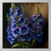Blue Delphinium Blume Art Print Poster (Vorne)