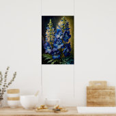 Blue Delphinium Blume Art Print Poster (Küche)