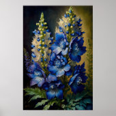 Blue Delphinium Blume Art Print Poster (Vorne)