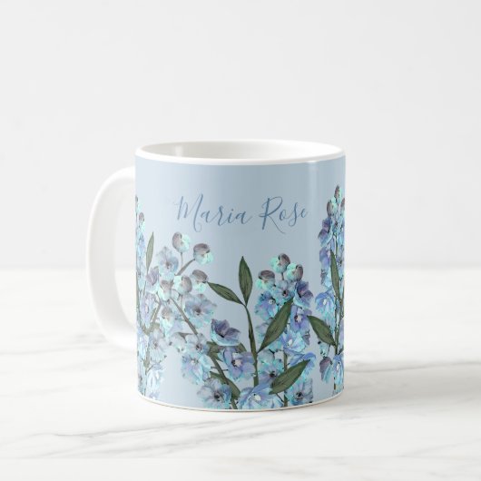 Blue Delphinium Coffee Tasse (Vorderseite Links)