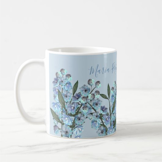Blue Delphinium Coffee Tasse (Links)