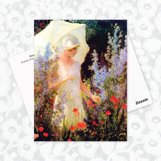 Blue Delphiniums Parasol Charles Courtney Curran Postkarte