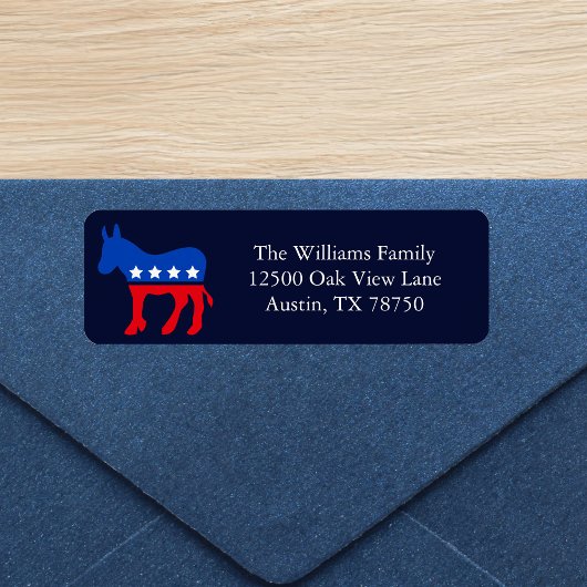 Blue Democratic Donkey Politische Rücksendeadresse
