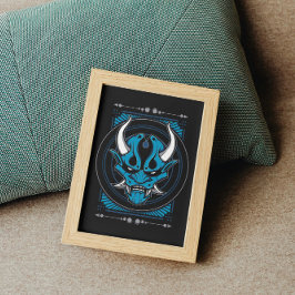 Blue Demon Oni Mask Poster