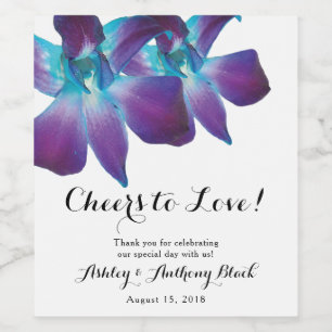 Blue Dendrobium Orchid jubelt Liebe Hochzeit Weinetikett