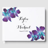 Blue Dendrobium Orchid Wedding Guest Book Gästebuch (Vorderseite)
