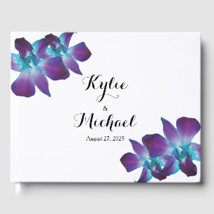 Blue Dendrobium Orchid Wedding Guest Book Gästebuch