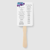 Blue Dendrobium Orchid Wedding Program Fan Fächer (Rückseite)