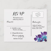 Blue Dendrobium Orchid Wedding RSVP Postcard Einladungspostkarte (Rückseite)