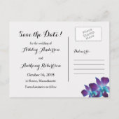 Blue Dendrobium Orchid Wedding Save the Date Ankündigungspostkarte (Rückseite)