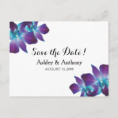 Blue Dendrobium Orchid Wedding Save the Date Ankündigungspostkarte (Vorderseite)
