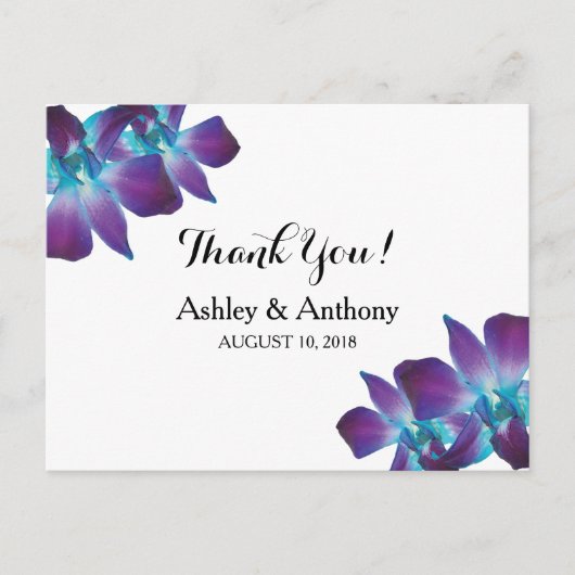 Blue Dendrobium Orchid Wedding Vielen Dank Postkarte (Vorderseite)