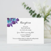 Blue Dendrobium Orchid Wedeption Reception Card Begleitkarte (Stehend Vorderseite)
