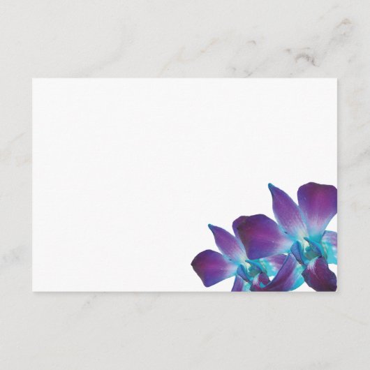 Blue Dendrobium Orchid Wedeption Reception Card Begleitkarte (Rückseite)