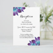 Blue Dendrobium Orchid Wedeption Reception Card Einladung (Stehend Vorderseite)